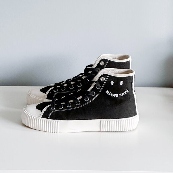 Men's Paul Smith High Top Sneakers - Black/Cream with Contrast Trim - Picture 2 of 9